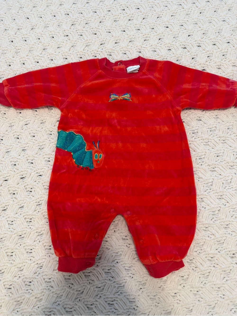 Vintage The Very Hungry Caterpillar Red Velvet One-Piece Romper Carters